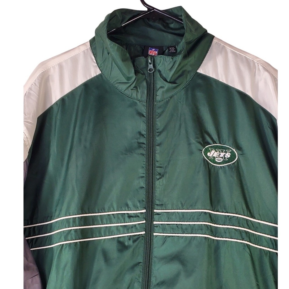 Reebok NFL New York Jets Windbreaker Jacket Mens XXL Green Full Zip Colorblock